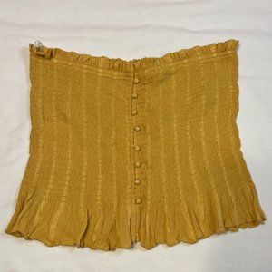 American Eagle Smocked Button Front Strapless Cropped Tube Top